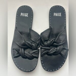 Paige Slide Leather Sandals Black Size 6.5